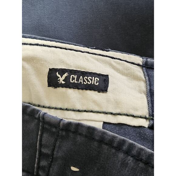 American Eagle Shorts Mens 32 Blue Classic Chino Flat Front Preppy - Picture 6 of 10
